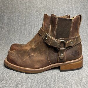 Women’s Harley Davidson Ankle Harness Zip Leather Boots Size 8.5